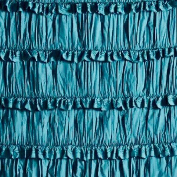ANTHROPOLOGIE ASTRIDE COTTON RUFFLED VOILE QUILT QUEEN TEAL BLUE NWT ORIG. $298 - Picture 3 of 8